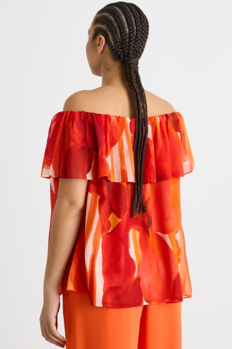 Blusa in georgette con balza