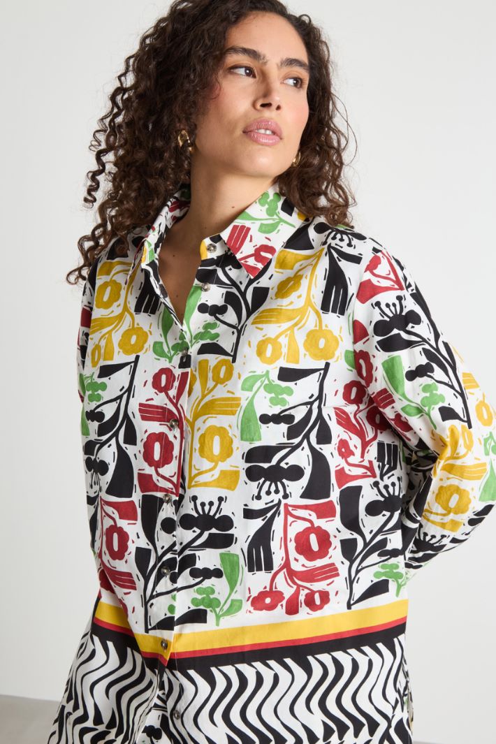 Printed poplin blouse Intrend - 3