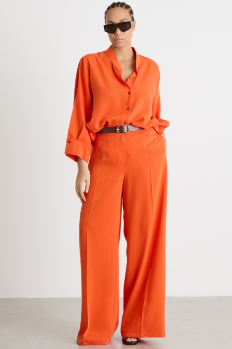 Wide-sleeve twill blouse Intrend