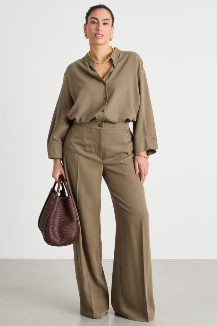 Wide-sleeve twill blouse Intrend