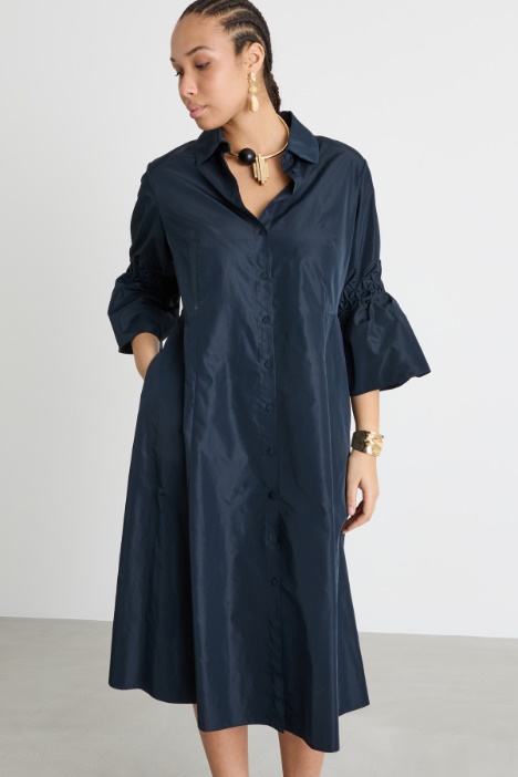 Vestido camisero de tafetán
