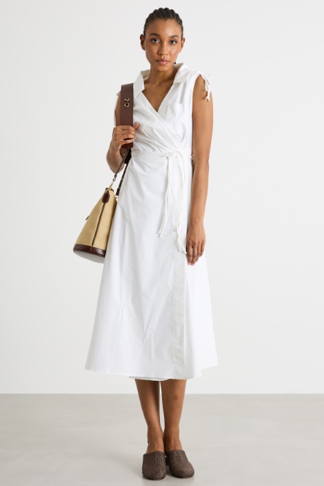 Stretch poplin wrap dress Intrend