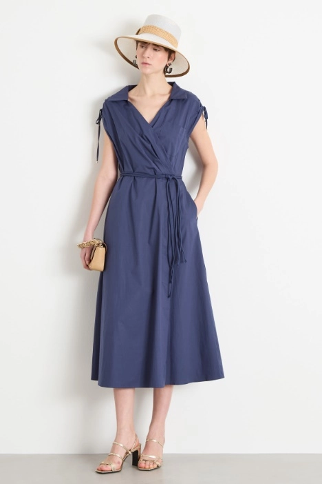 Stretch poplin wrap dress - Intrend