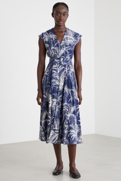 Abito incrociato in lino e viscosa