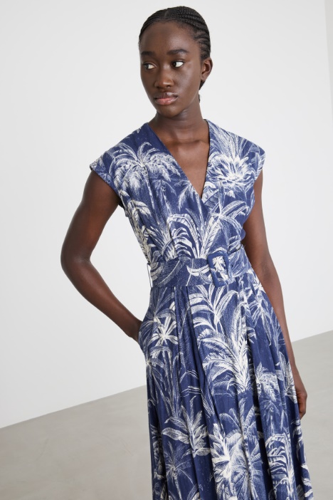 Abito incrociato in lino e viscosa