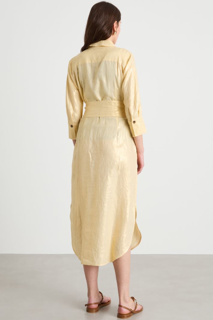 Foiled linen shirt dress Intrend - 4