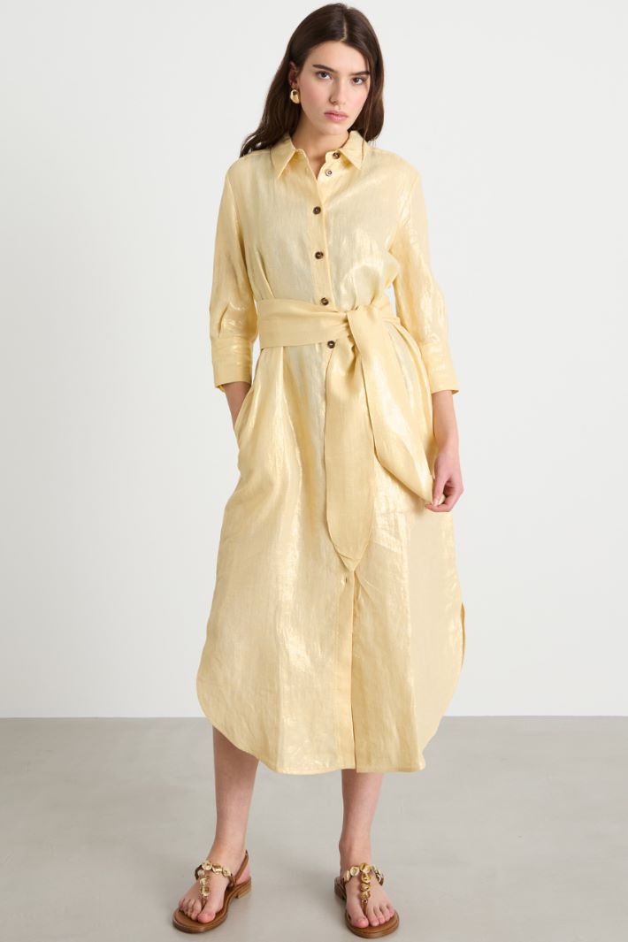 Foiled linen shirt dress Intrend - 2