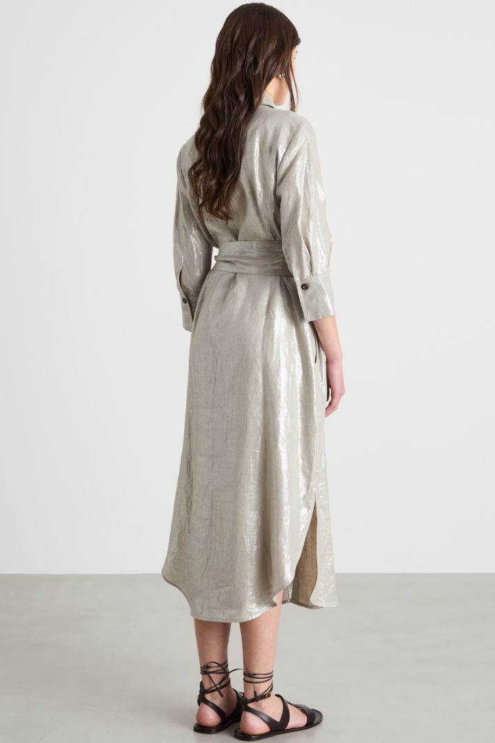 Foiled linen shirt dress Intrend - 4