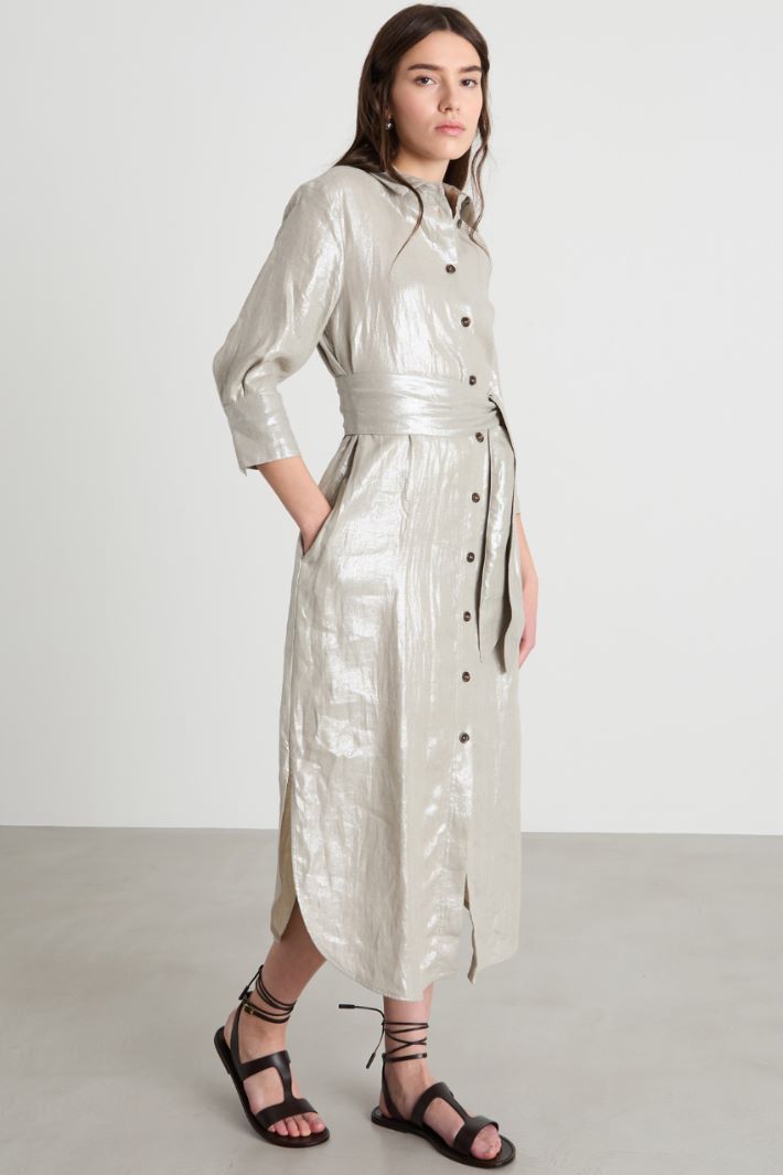 Foiled linen shirt dress Intrend - 2