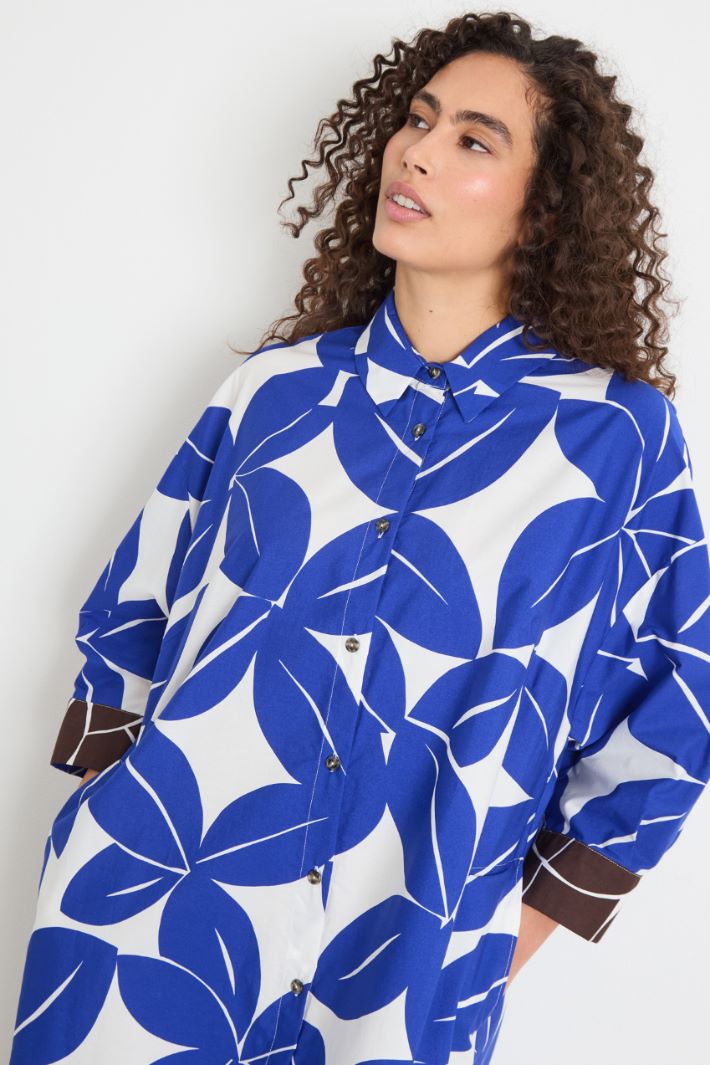 Printed cotton shirt dress Intrend - 3