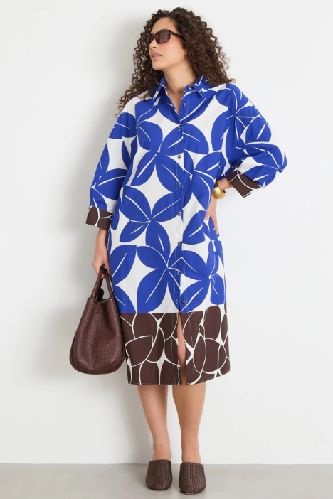 Printed cotton shirt dress - Intrend