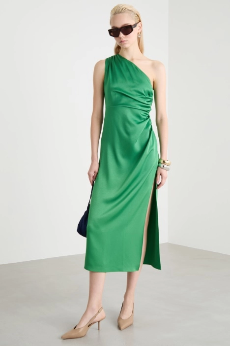 One-shoulder satin dress - Intrend