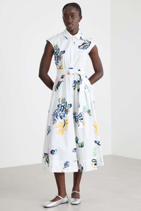 Abito con cintura in popeline stretch