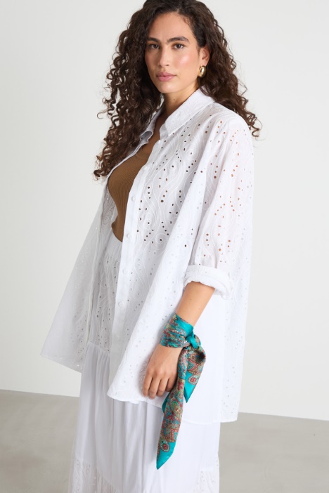 Blouse with broderie anglaise inserts Intrend