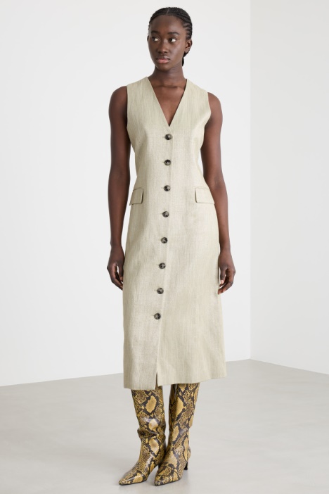 Abito smanicato in twill