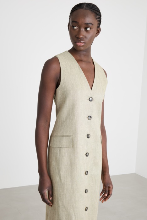 Abito smanicato in twill