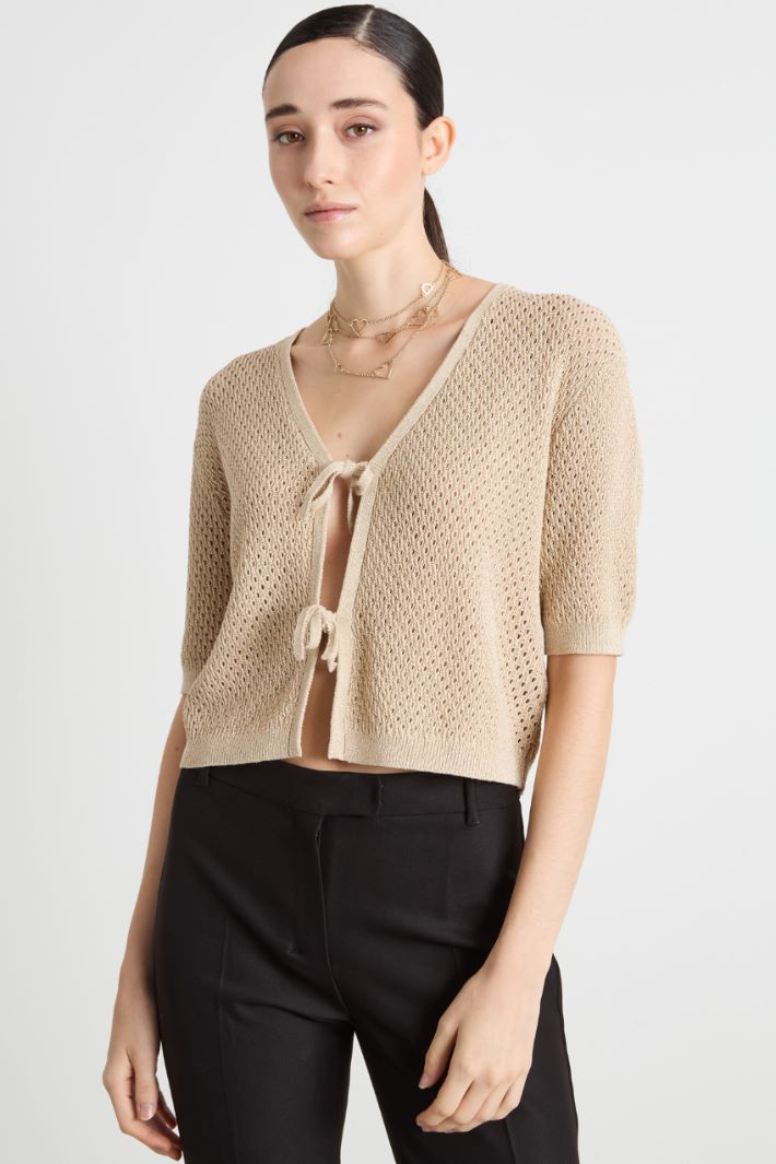 Cropped open-knit cardigan Intrend - 2