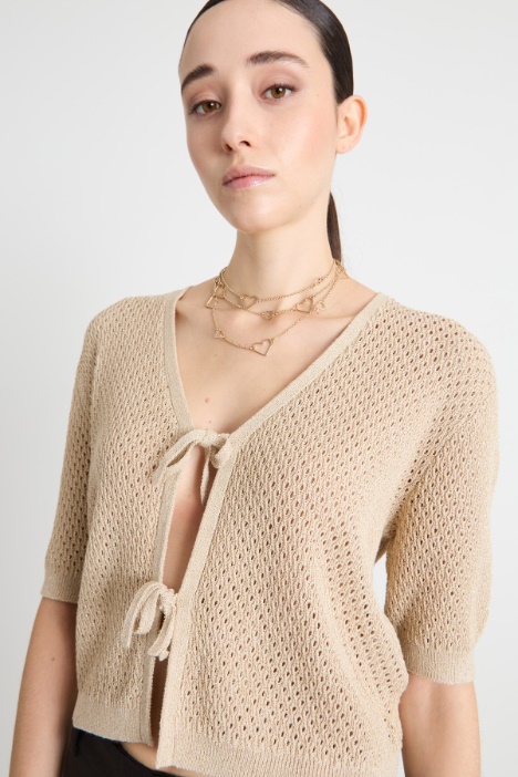 Cardigan crop traforato