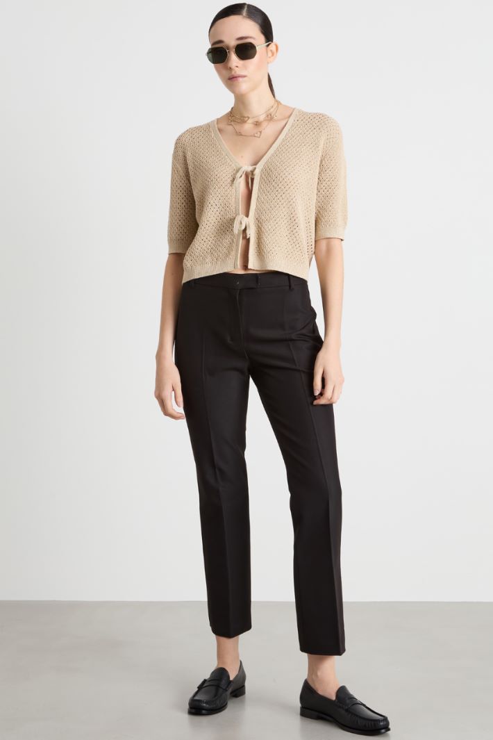 Cropped open-knit cardigan Intrend