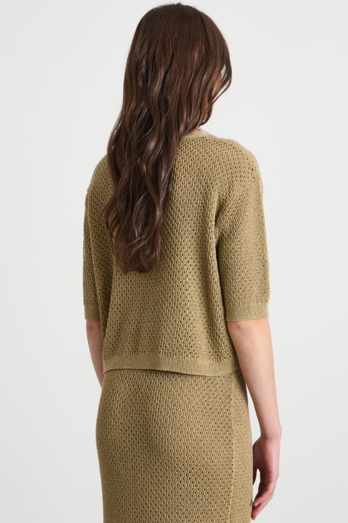 Cropped open-knit cardigan Intrend - 4