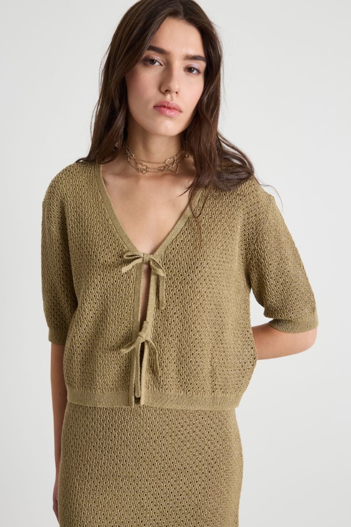 Cropped open-knit cardigan Intrend - 2