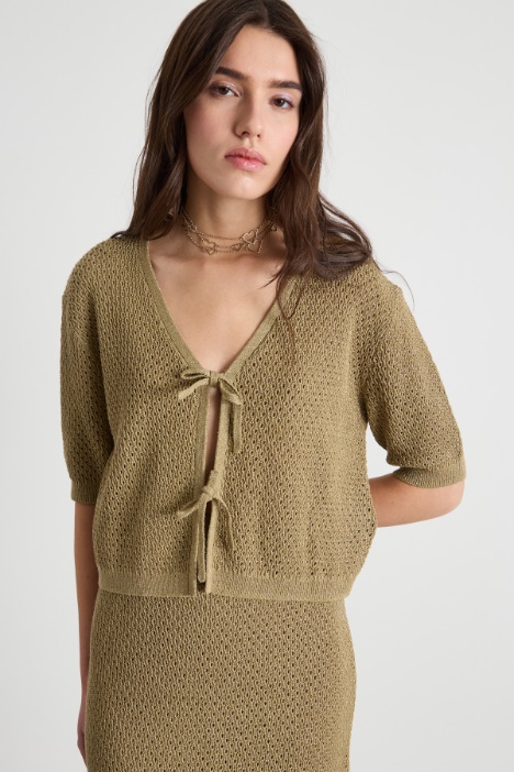 Cropped open-knit cardigan Intrend