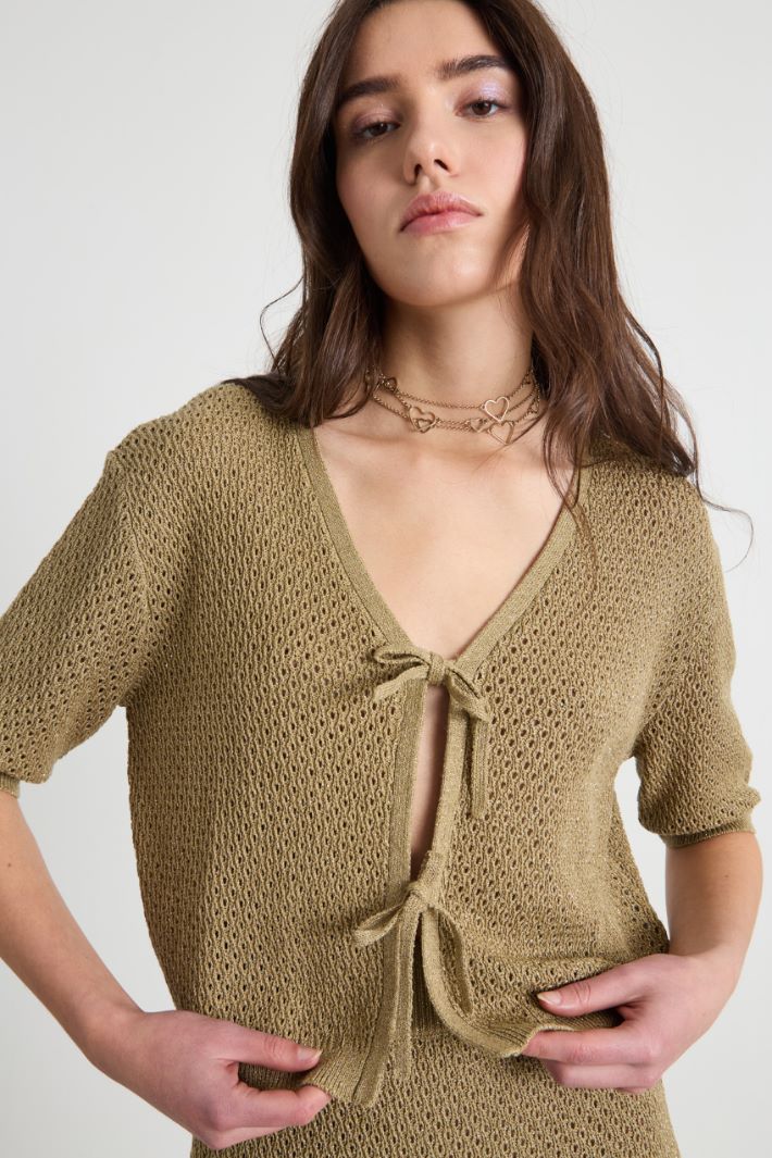 Cropped open-knit cardigan Intrend - 3