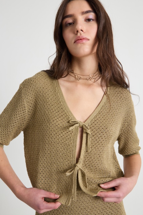 Cardigan crop traforato