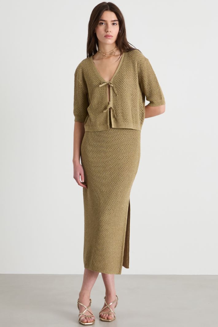 Cropped open-knit cardigan Intrend