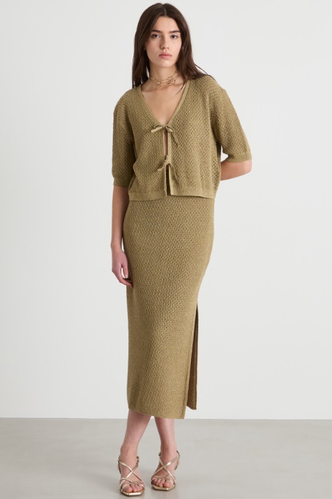 Cropped open-knit cardigan Intrend