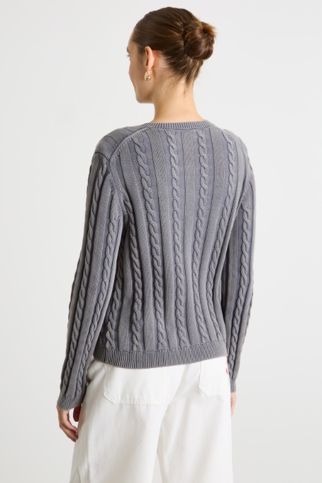 Cardigan a punto treccia e punto costa