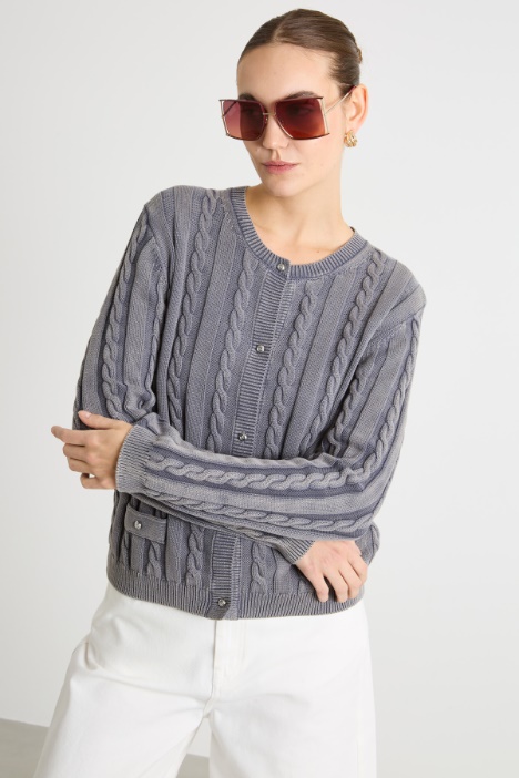 Cable and rib-knit cardigan Intrend