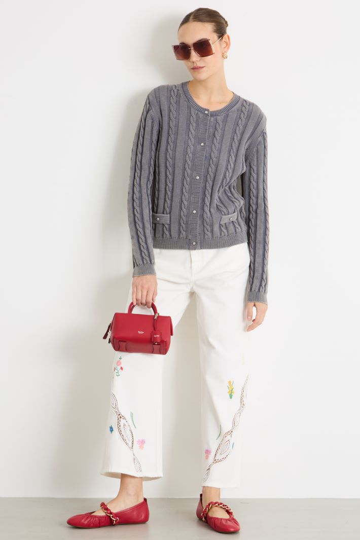 Cárdigan de punto trenzado y canalé Intrend