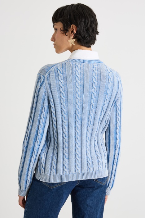 Cárdigan de punto trenzado y canalé