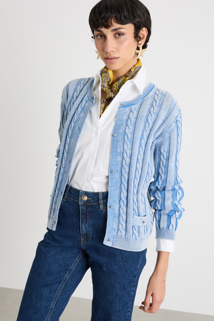 Cable and rib-knit cardigan Intrend - 2