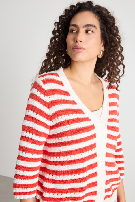 Cardigan boxy traforato