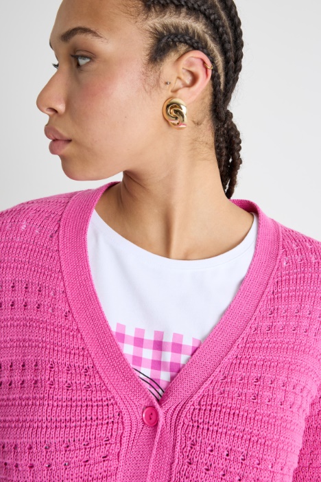 Cardigan boxy traforato