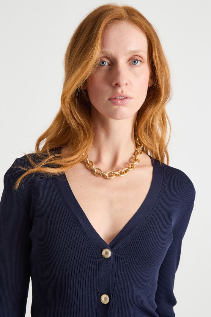 Fitted V-Neck Cardigan Intrend - 3