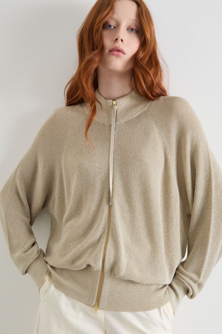 Foiled yarn zip-through cardigan Intrend - 2