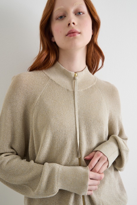 Cardigan laminato con zip