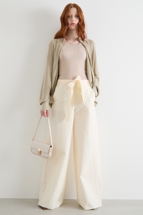 Foiled yarn zip-through cardigan Intrend