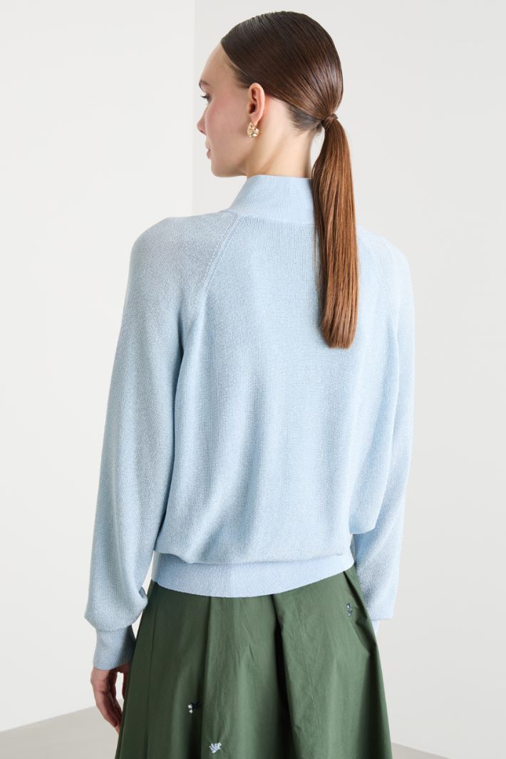 Foiled yarn zip-through cardigan Intrend - 4