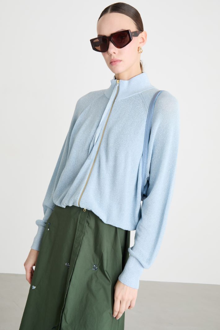 Foiled yarn zip-through cardigan Intrend - 2