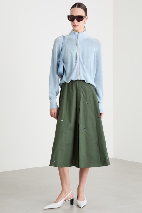 Foiled yarn zip-through cardigan Intrend