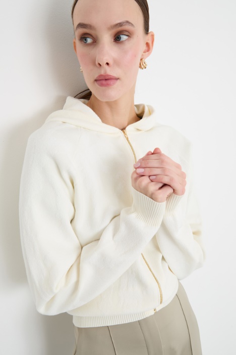 Felpa jacquard con cappuccio