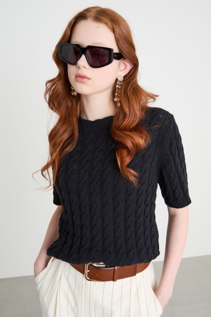 Short-sleeved cable-knit jumper Intrend - 2