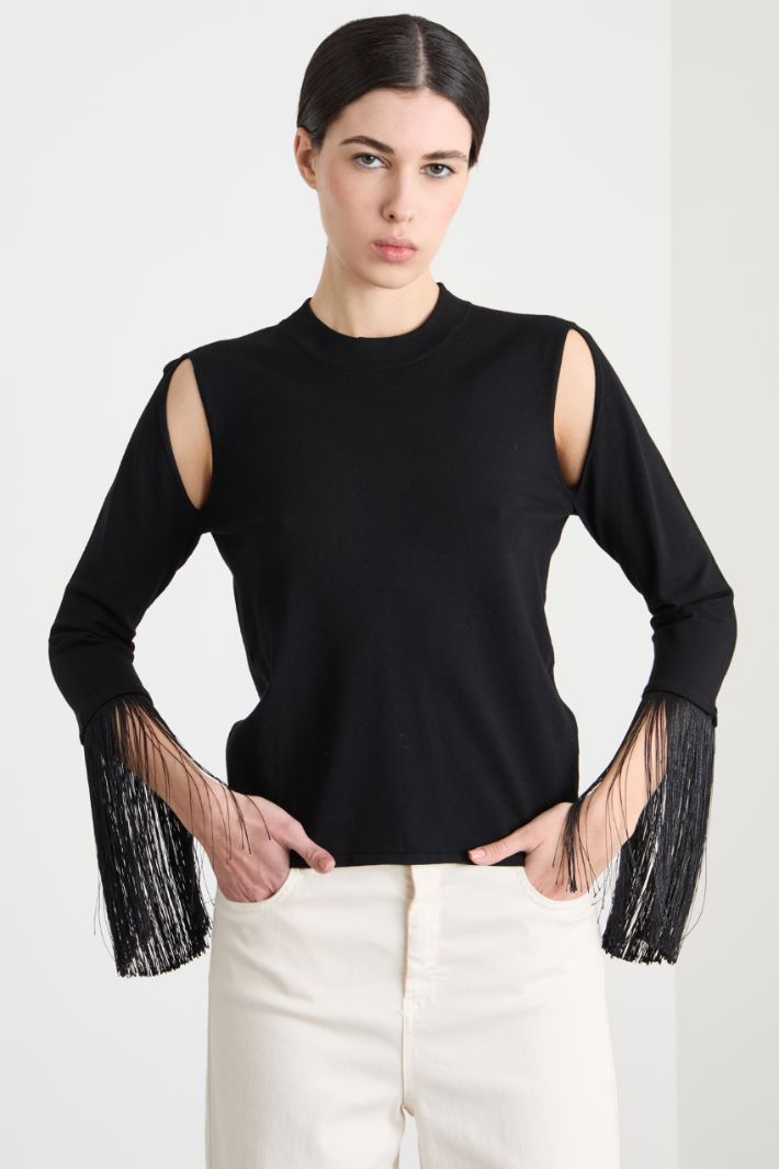 Fringed Cut-Out Jumper Intrend - 2