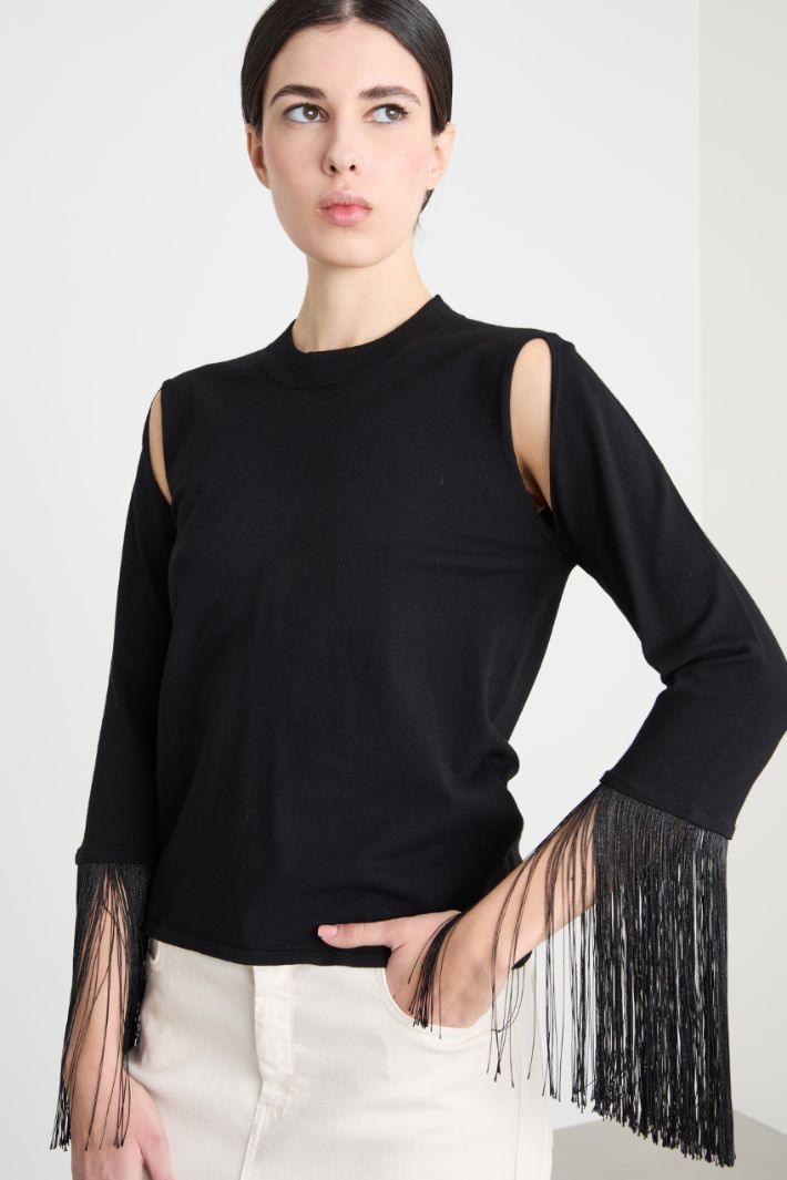 Fringed Cut-Out Jumper Intrend - 3