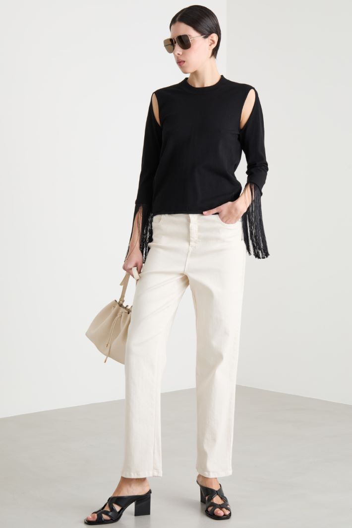 Fringed Cut-Out Jumper Intrend