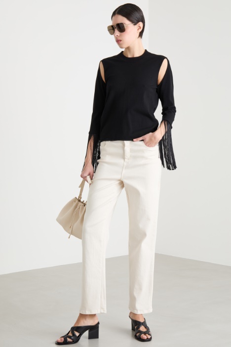 Fringed Cut-Out Jumper Intrend